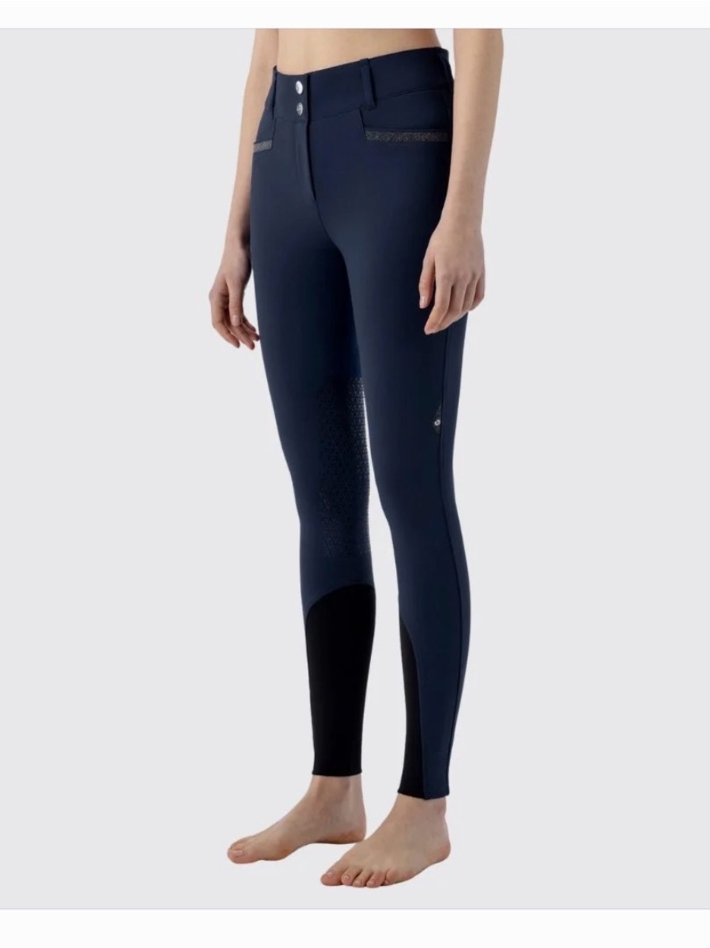 CRYSTALEK- WOMENS HIGH-WAIST KNEE GRIP BREECHES W/ CRYSTALS (NAVY)